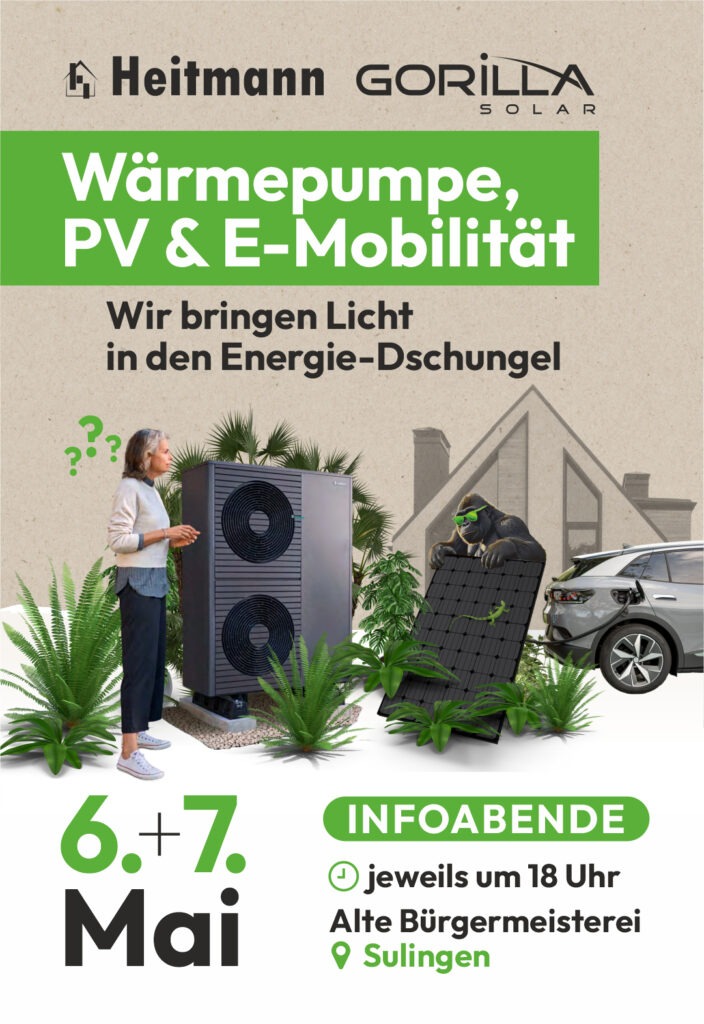 Veranstaltungsankündigung Wärmepumpe, PV & E-Mobilität am 6.+7. Mai